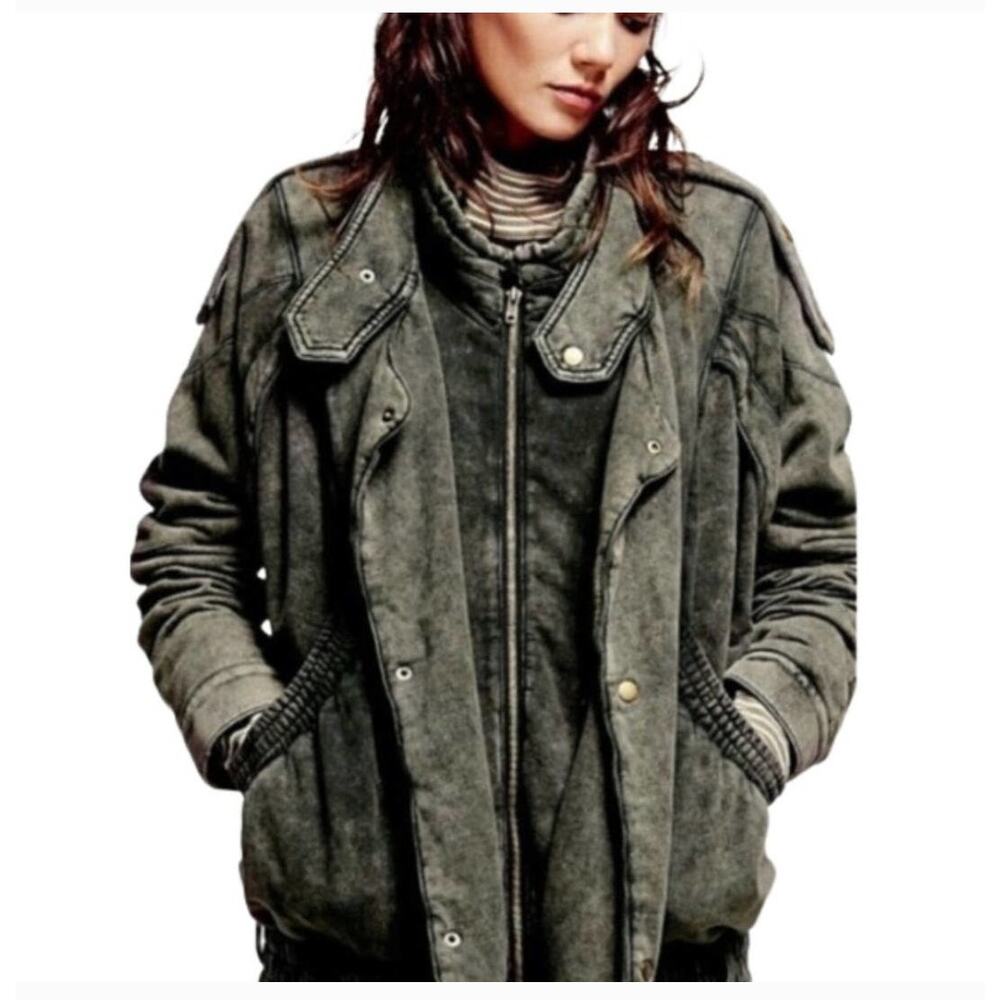 We The Free Breakfast Club Acid Wash Moto Jacket
